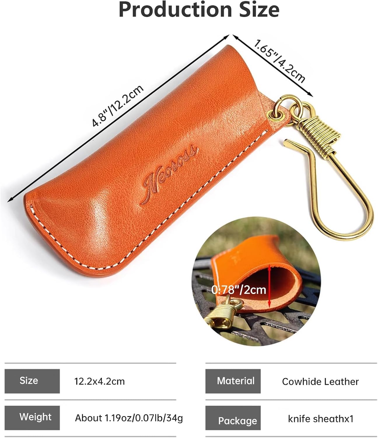 Hamans Leather Belt Sheath and Case Compatible with OPINEL No7-10 Knife Pocket Knife Holder for Camping, Hunting, Fishing, and Picnics