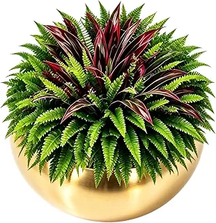 Artificial Fern & Red Dracaena Plant Combo - 6-Piece UV-Resistant Faux Set | 6-Piece Set (4 Persian Ferns + 2 Red Dracaenas), UV-Resistant & Weatherproof Faux Foliage, Lifelike Leaf Texture, Low-
