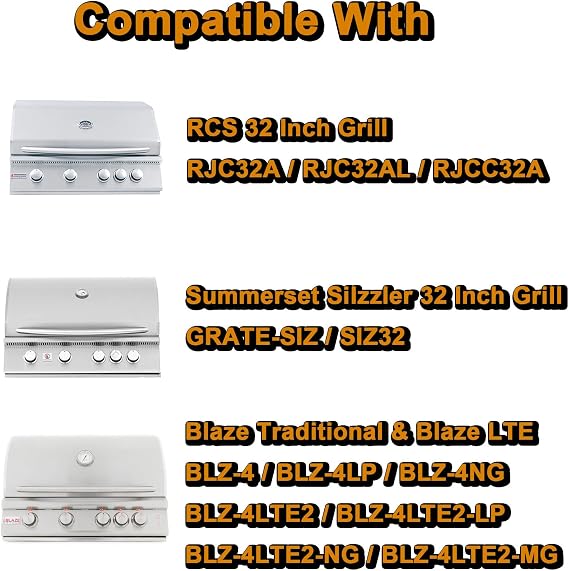 RJC008P RJC32A Grates Grill Replacement Parts for RCS Grill Parts 32 Premier RJC32AL Cooking Grid Blaze 4 Burner BLZ-4LTE2-NG BLZ-4LTE2-LP BLZ-4LTE2MG-LP BLZ-32-034 Summerset Sizzler Grill Grates