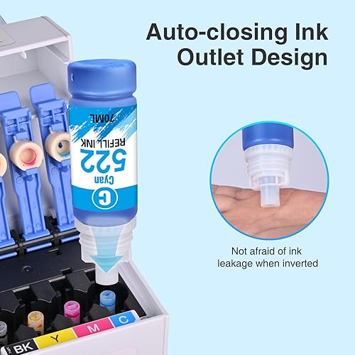 Miniatura 5 de 522 botellas de repuesto de tinta de alta capacidad para Epson 522 uso de tinta para impresora Epson Ecotank ET-2800 ET-4800 ET-2400 ET-2803 ET-2720