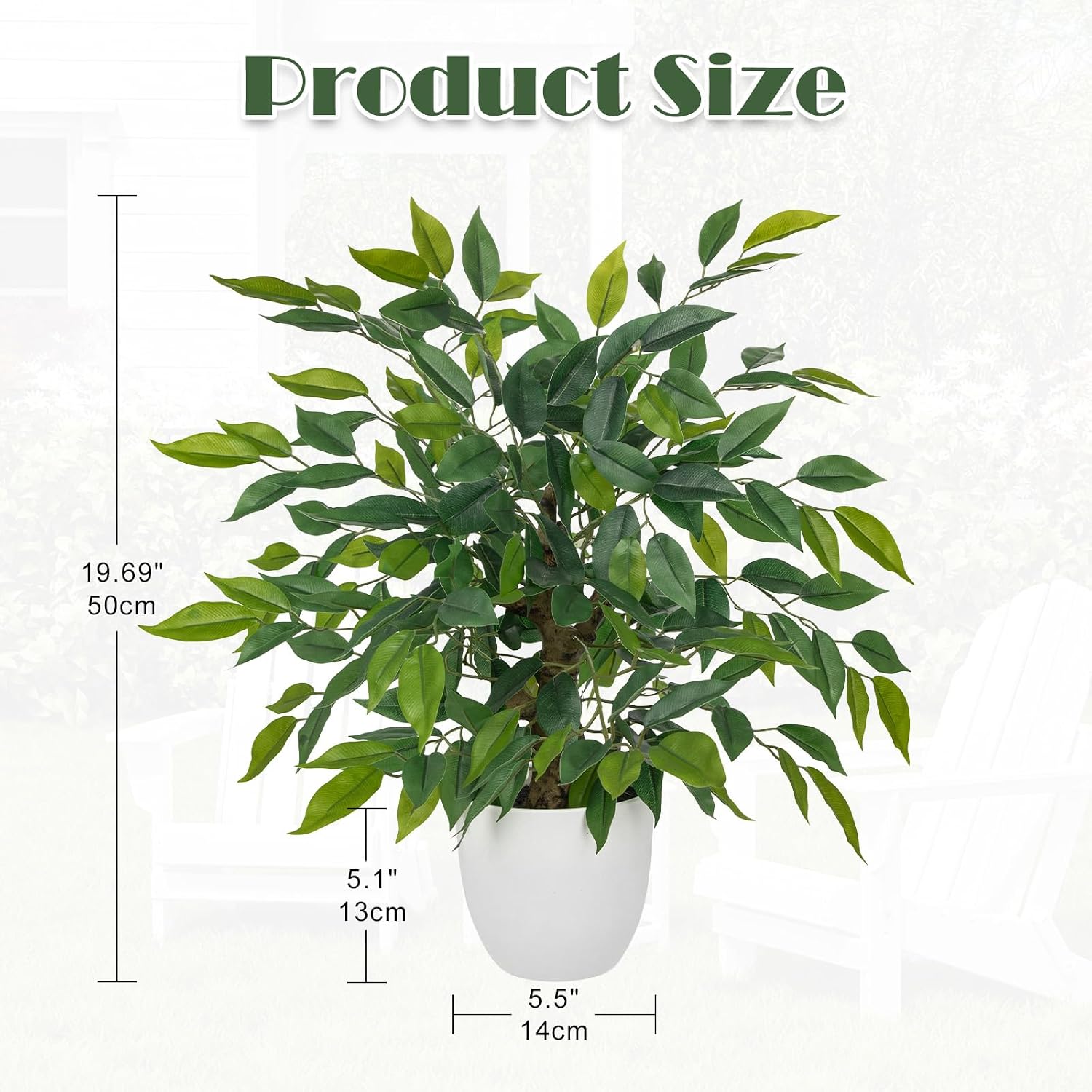 Artificial Potted Plants Indoor,Faux Plants Ficus Trees with White Pots