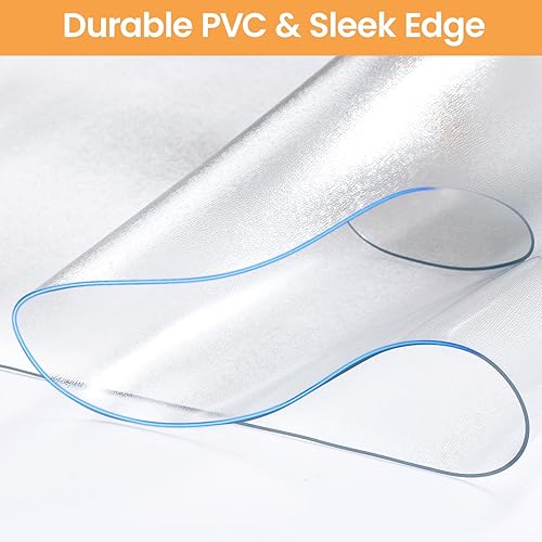 Miniatura 4 de Yecaye Tapete para silla de escritorio para suelo de madera dura, tapete para silla de oficina de 48 x 36 pulgadas, tapete de PVC para silla de