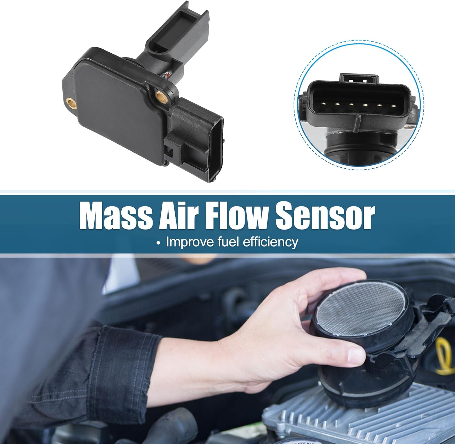 uxcell 1pcs Car Mass Air Flow Sensor Replacement Black for Ford Expedition 1999-2002