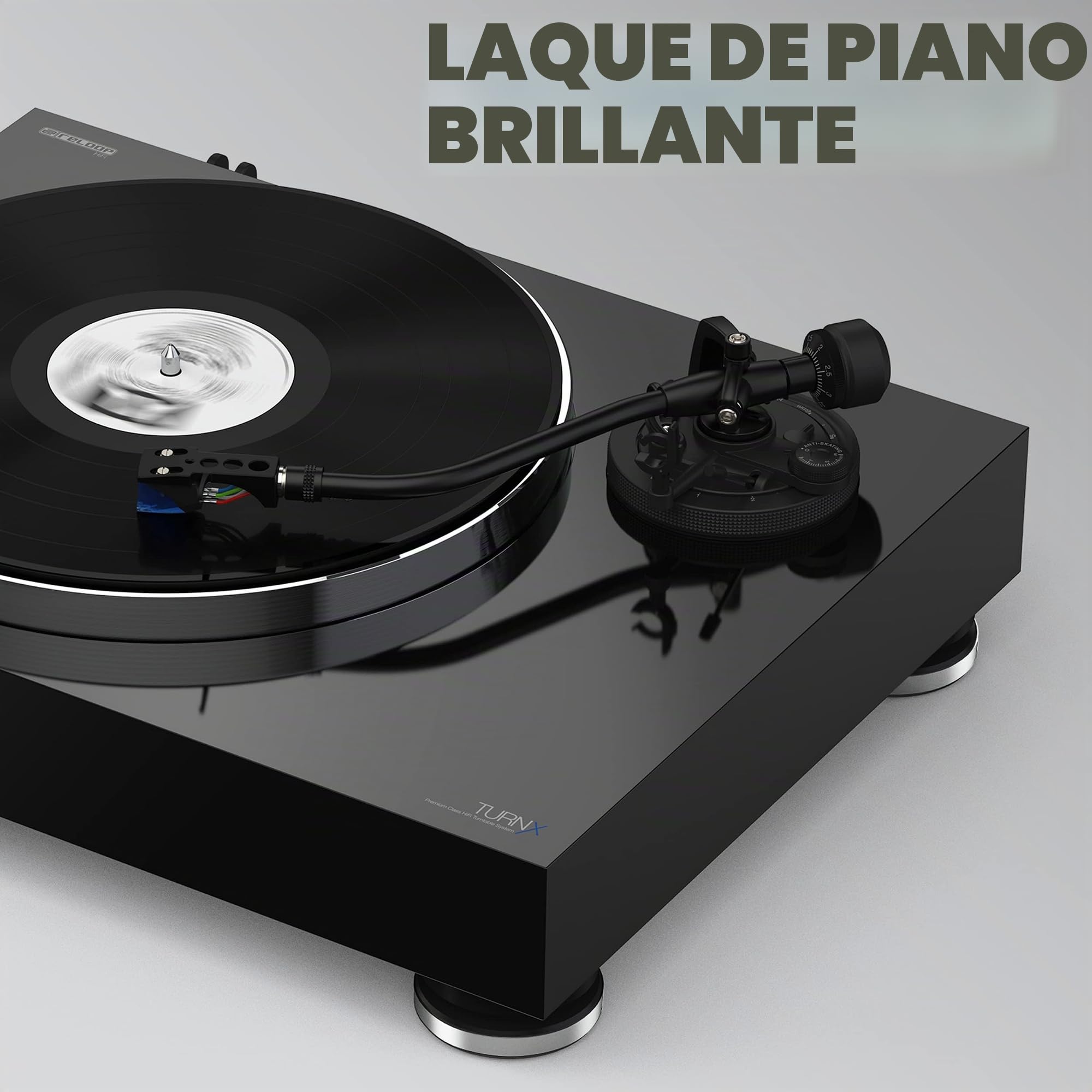 Reloop Turn X - Platine Vinyle Hi-FI Haut de Gamme avec Cellule Ortofon 2M Blue, entraînement Direct Super High Torque, contrôle précis de la Rotation, 3 Vitesses