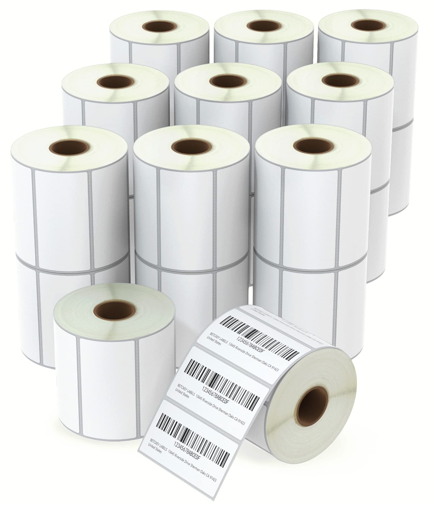 BETCKEY - Etiquetas de envío y dirección de código de barras de 3 x 1.5 pulgadas compatibles con impresora de etiquetas Zebra & Roll, adhesivo premium y perforado [20 rollos, 19000 etiquetas]