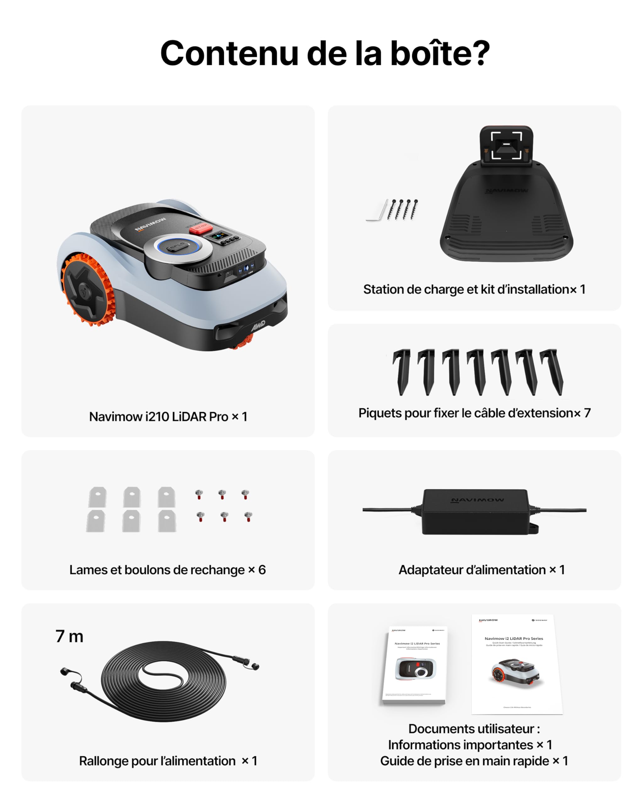 Segway Navimow i210 LiDAR Pro Robot Tondeuse sans Fil périphérique, 1000㎡