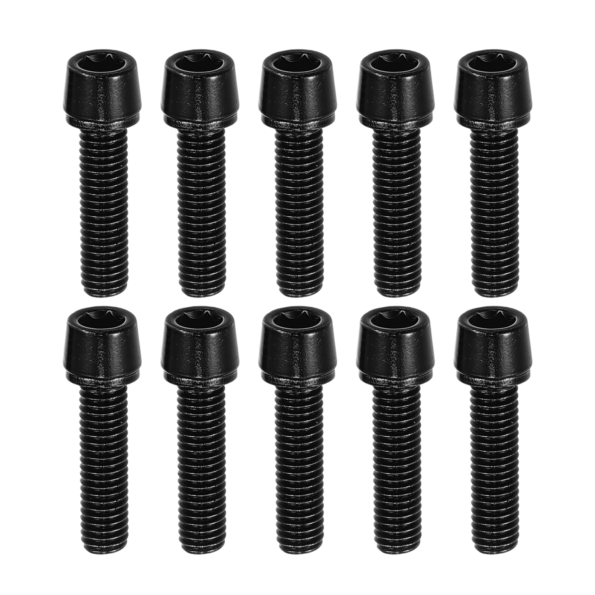 A ABSOPRO Tapered Bolts Screws for MTB Bike Bicycle Stem Durable M5x20mm Socket Head Cap Bolts Screws Nuts Steel Black (Set of 10)