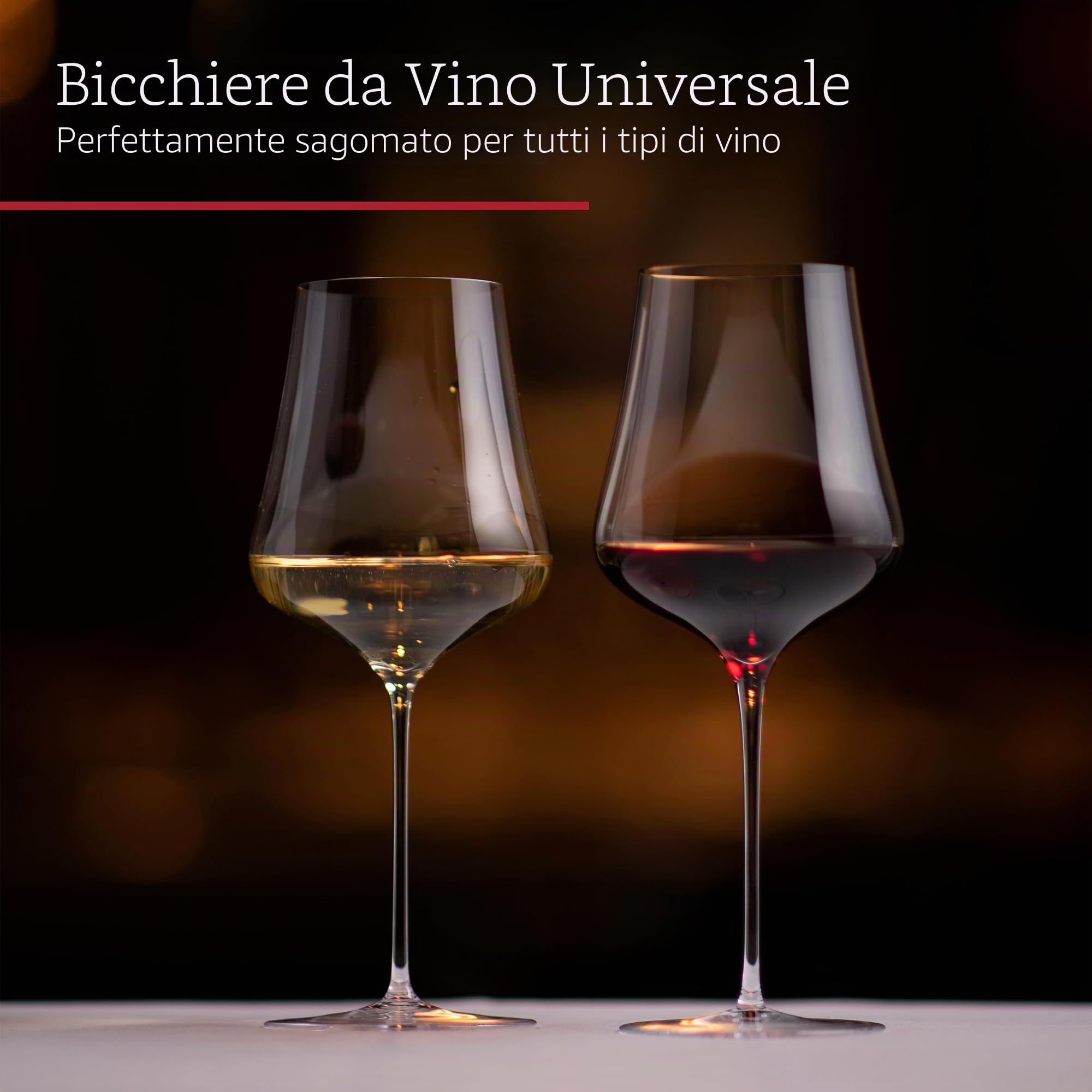 Gabriel-Glas Gold Edition - Bicchieri da vino in cristallo soffiato a mano, 473 ml, con confezione regalo, calici da vino universali realizzati a mano, per rosso e bianco, lavabili in lavastoviglie,