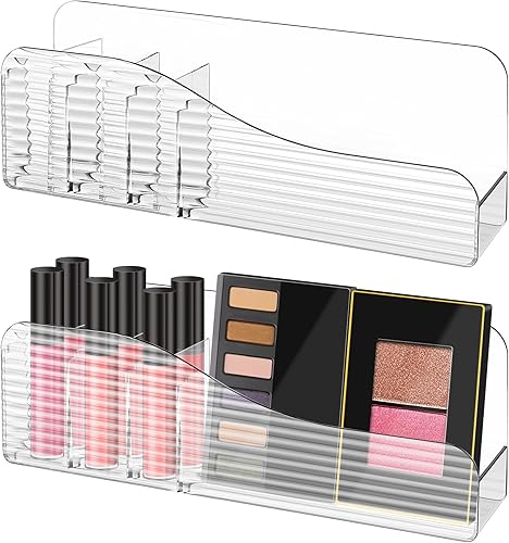 Poeland Paquete de 2 organizadores de almacenamiento de montaje en pared para botiquín, baño, dormitorio, soporte de maquillaje de plástico con 4