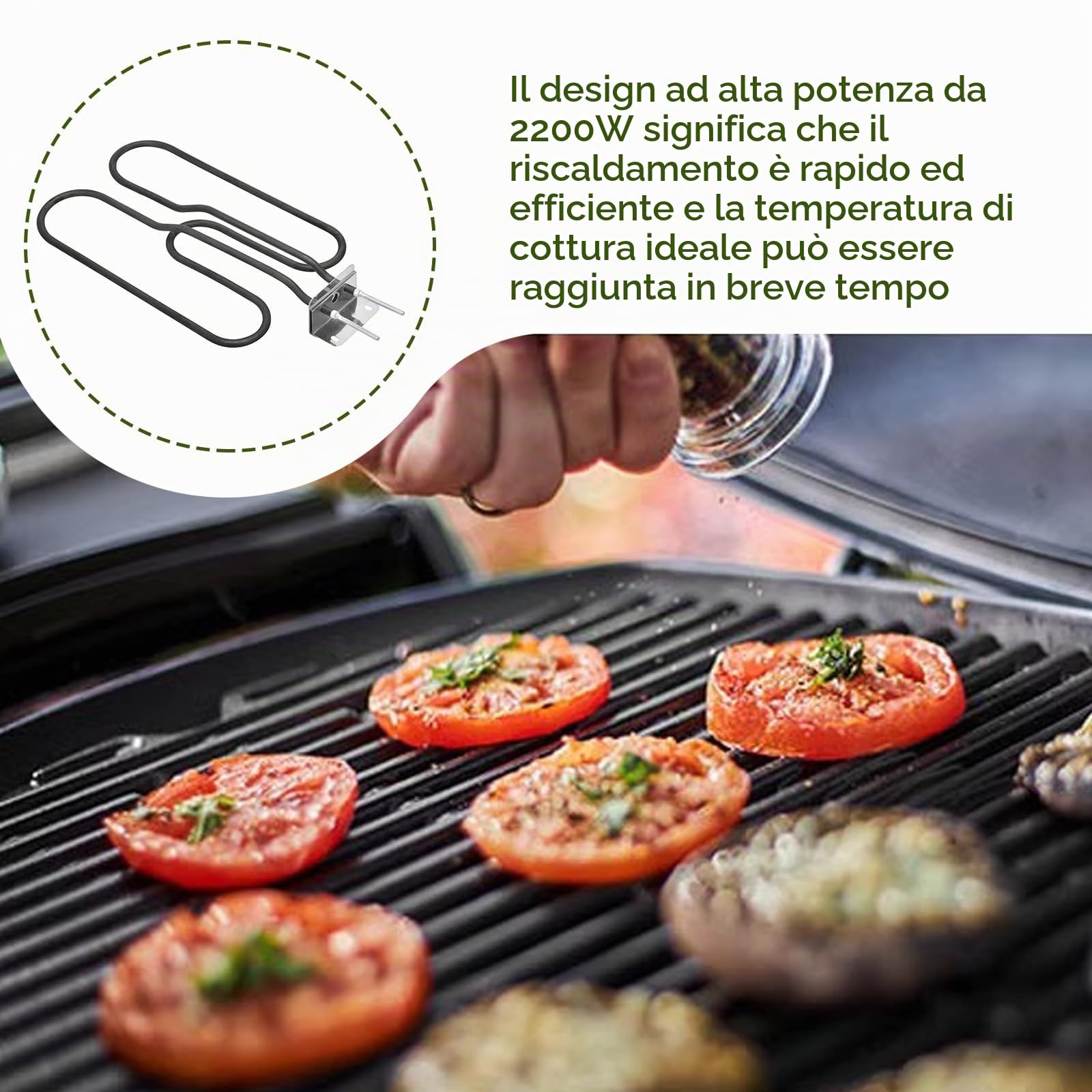 Elemento Riscaldante [Ricambio Originale] per Barbecue Elettrico Q140/Q1400 | 66631 - Elementi Riscaldanti per Barbecue Q140 Q1400, Elemento Riscaldante 66631 per Barbecue Elettrico, 230V 2200W