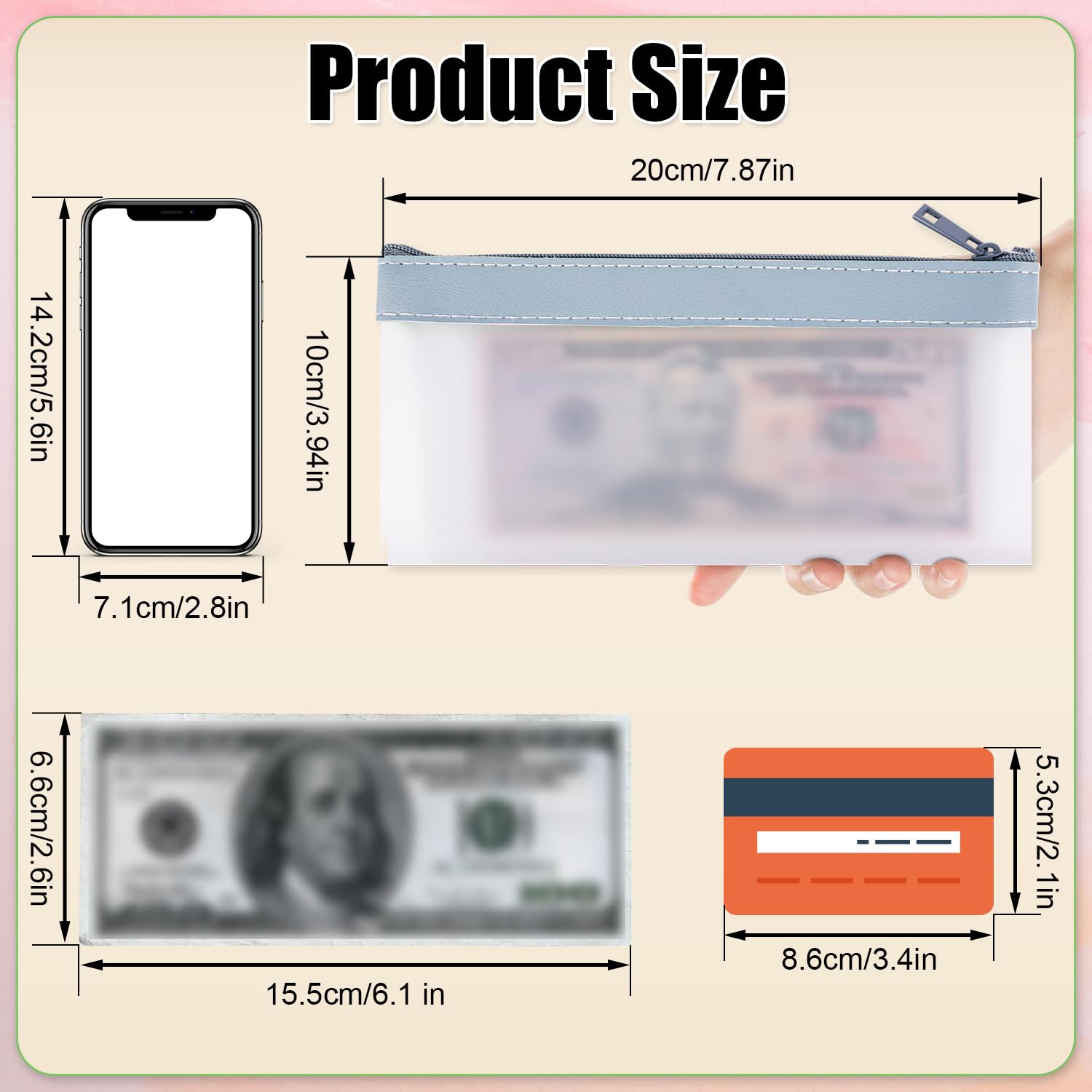 4pcs Clear Money Bags with Zipper - Image 2