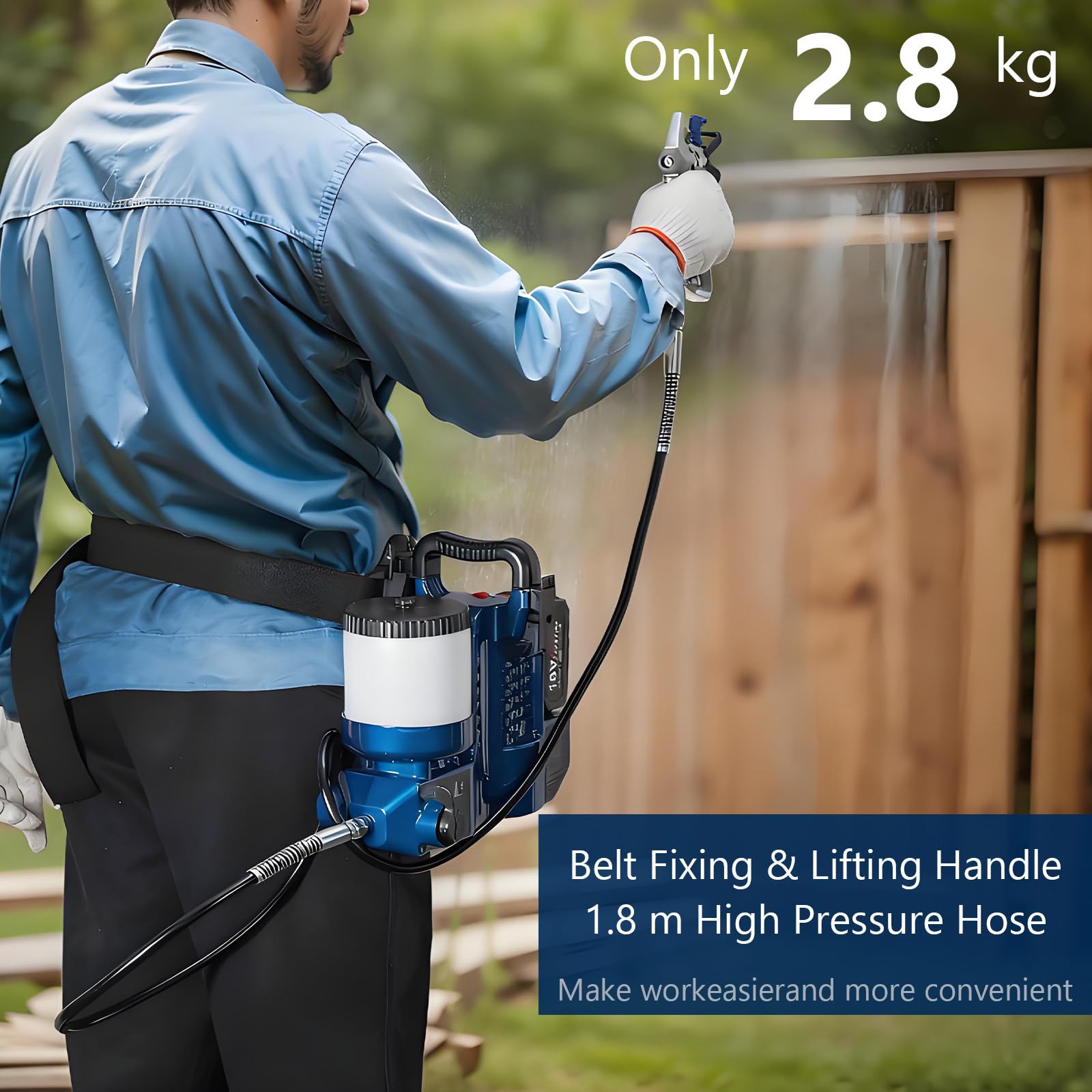 Pulverizador de pintura inalámbrico, pistola pulverizadora eléctrica de mano de 550 W, 6 velocidades ajustables, 1,2 L de gran capacidad para renovar muebles, pintar paredes y teñir cercas 2Battery