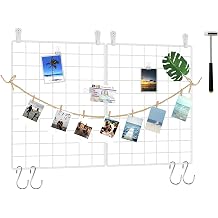 C&AHOME Photo Wall Display Set of 2, Wall Grid Panel, 15.7" x 11.8", White