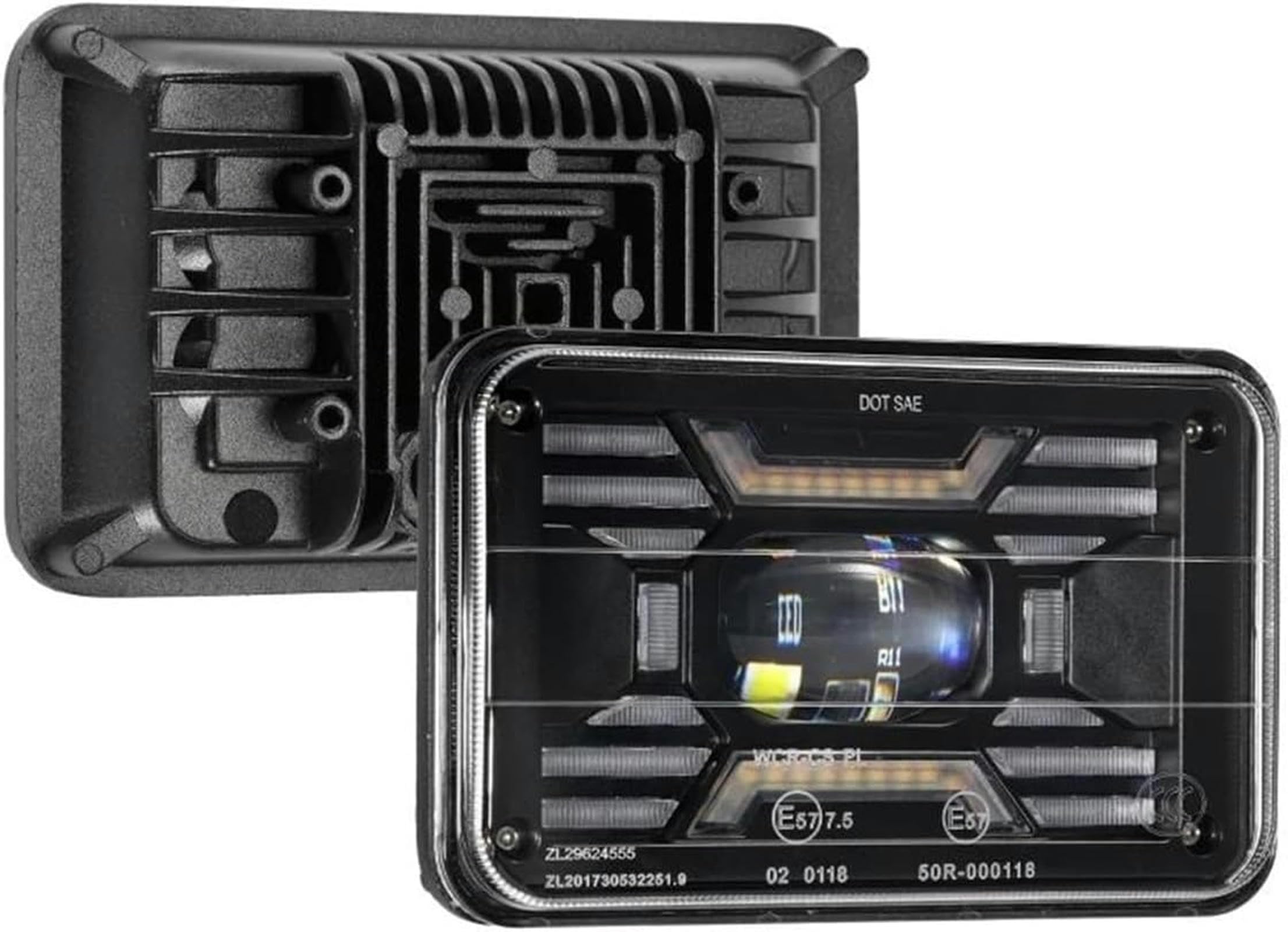 Reflektory przednie LED do Kenworth T800, T400, T600, W900B, W900L, 4 x 6 cali, światła mijania, światła do jazdy dziennej, białe, niebieskie, bursztynowe, żółte, kierunkowskazy