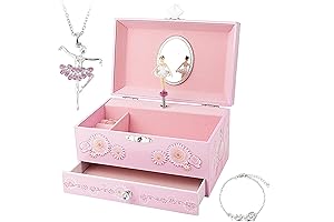 Musical Ballerina Jewelry Box with Drawer for Young Girls