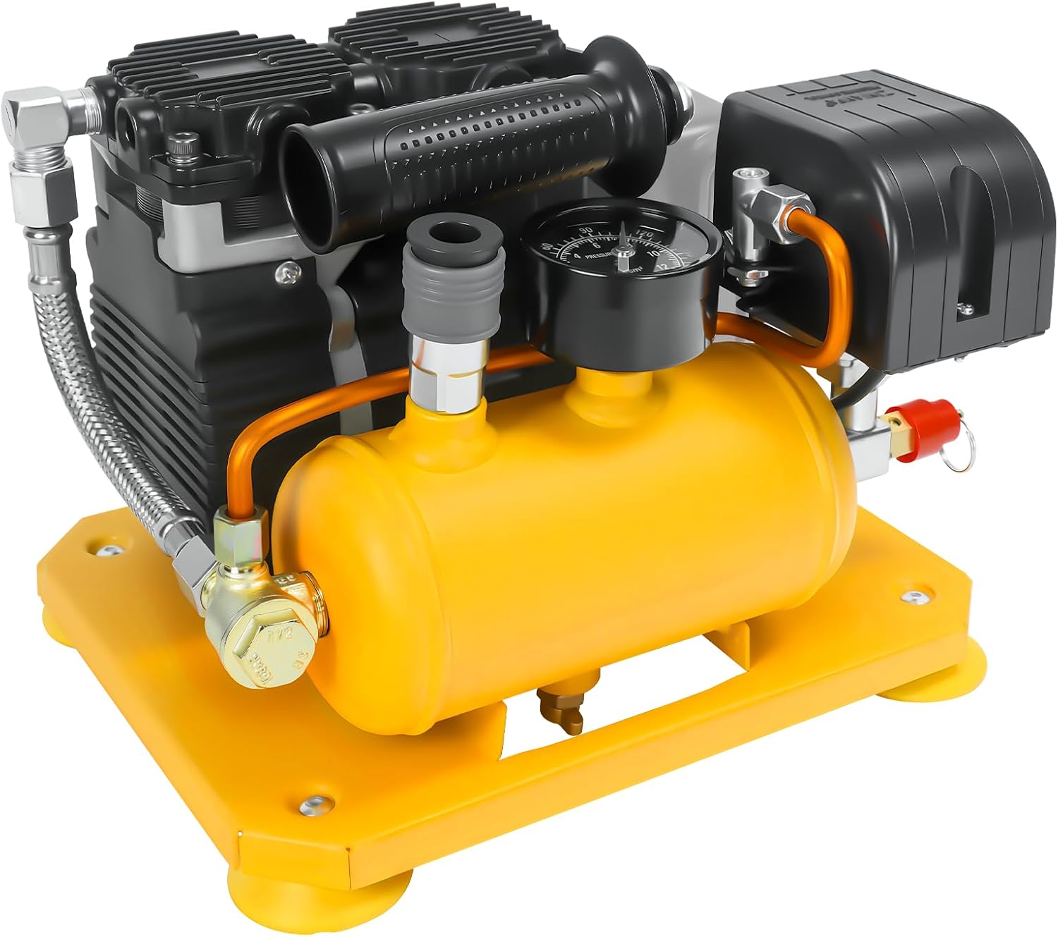 Cordless Air Compressor for Dewalt 20V Li-ion battery, 0.26 Gallon Portable Air Compressor, Oil-Free,78dB Ultra Quiet Portable Compressor for Woodwork Nailing, Garage, Car, Pneumatic Tool(No Battery)