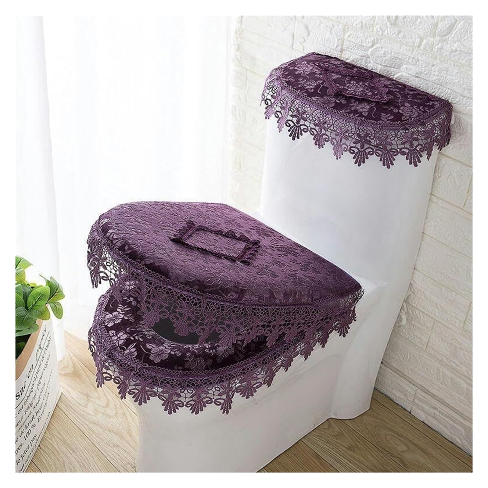 Coussin de siège de toilette en dentelle champagne élégante pour salle de bain