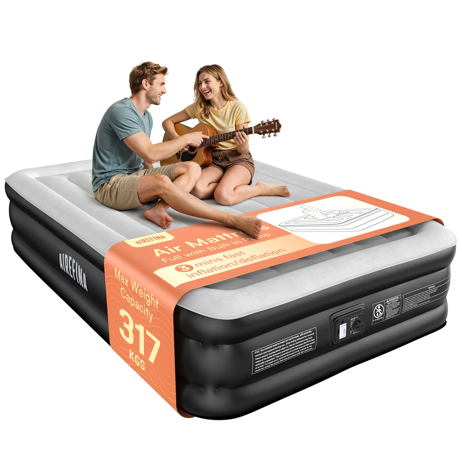 Airefina Inflatable Air Mattress, Air Bed, Double Airbed with
