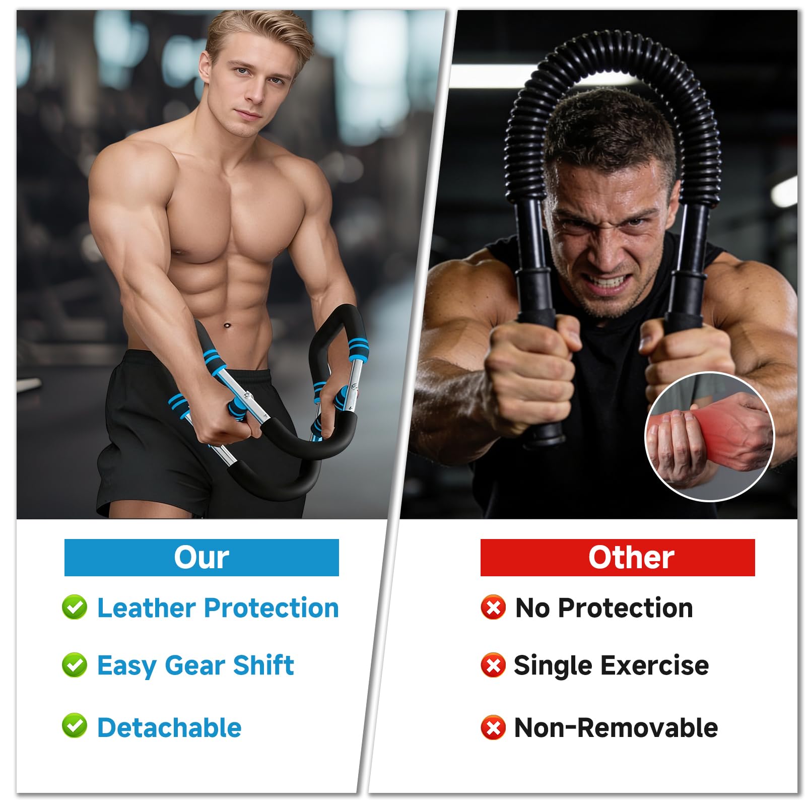 Twister Armtrainer, Appareil de Musculation Réglable (18KG-50KG), Portable Barre de Torsion avec Design Amovible, Entraînement Complet des Pectoraux, Bras et Avant-Bras à la Maison