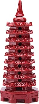 BRABUD Resin Wenchang Tower Pagoda Statue Fengshui 6.8 9 Level Pagoda Red Figurine Attract Wealth Lucky Business Rises Study Office Desk Shelf Decoration TQGJBS295