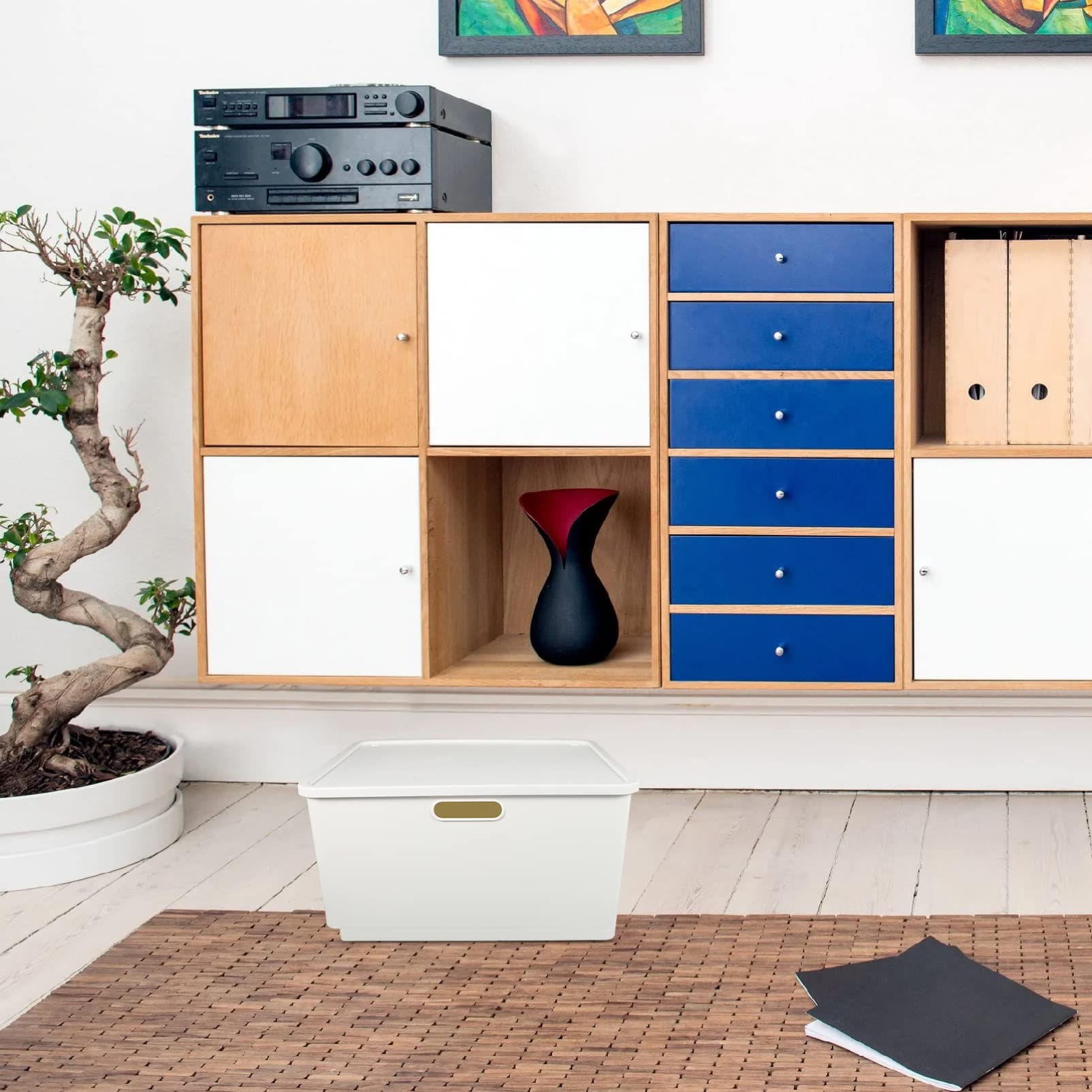 Amosfun Kunststoffbox mit Deckel aus Pp Weiße Aufbewahrungsbox für Haushaltswaren und Kleinteile Schlichtes Design für Ordnung im Zuhause