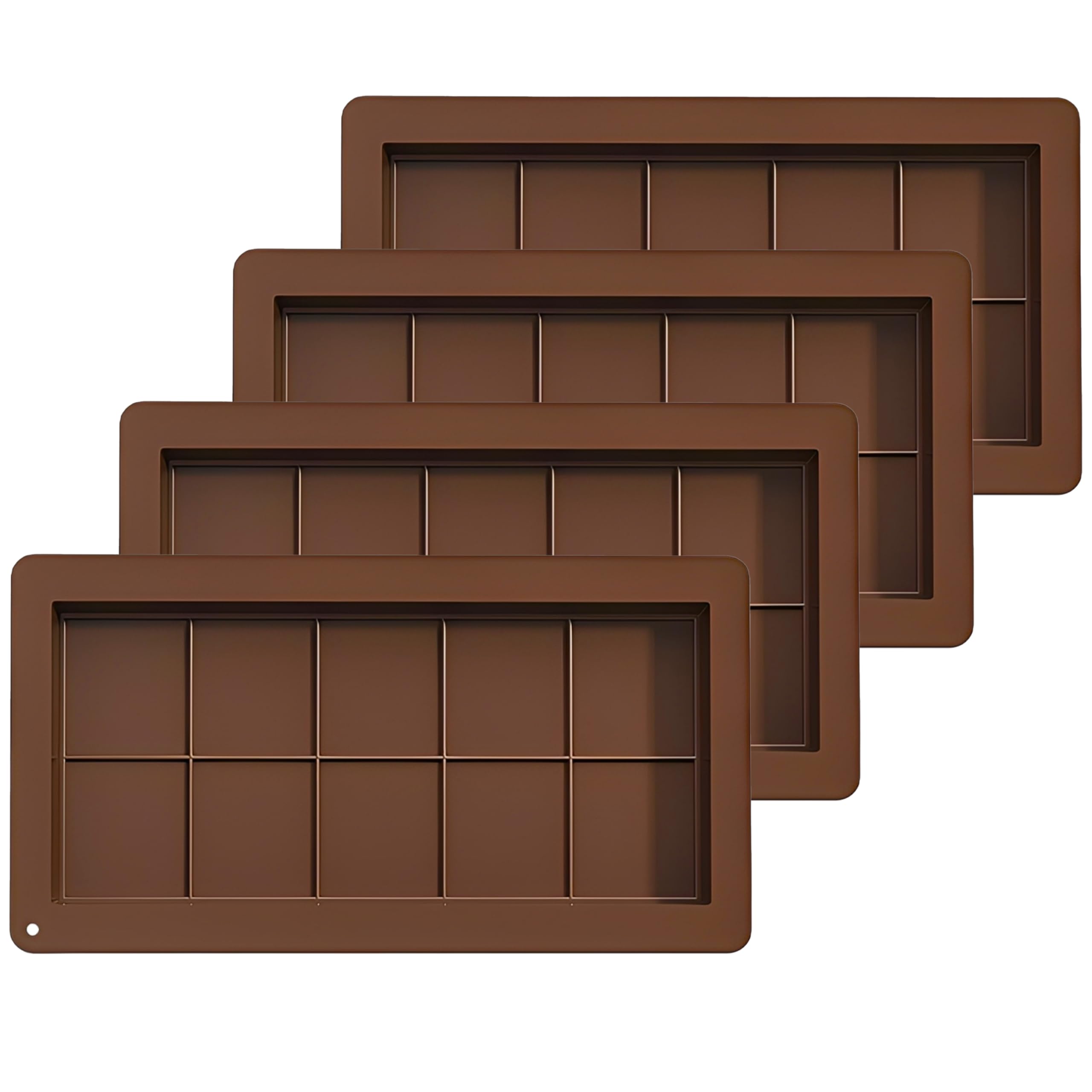 Onlineforu Ltd - 4 Pack Deep Chocolate Bar Moulds, Deep Silicone Candy Bar Molds for Stuffed Bar, Thick Chocolate Bar Molds Tea Spoon - Large