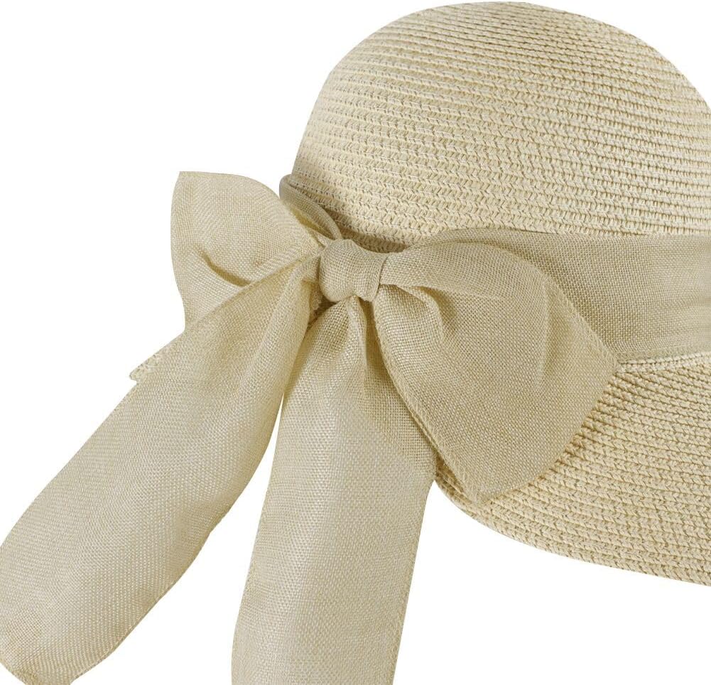Straw Beach Sun Hat for Women Wide Brim UPF 50+ UV Protection Floppy Sun Hat Summer Foldable Beach Travel Bucket Hats - Image 5