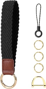 WEESMILE Wristlet Keychain for Women Stretchy Wrist Keychain Lanyard for Phone Case Wallet Id Card Badges Black