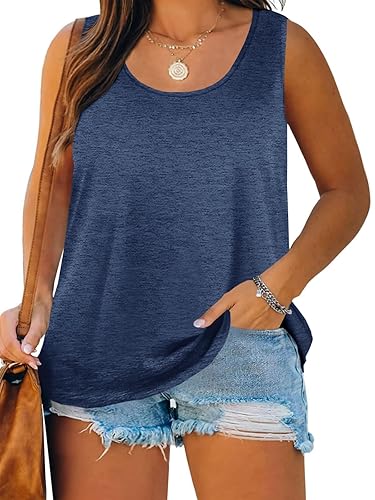 Plus Size Tank Tops for Women Summer Sleeveless Scoop Neck
