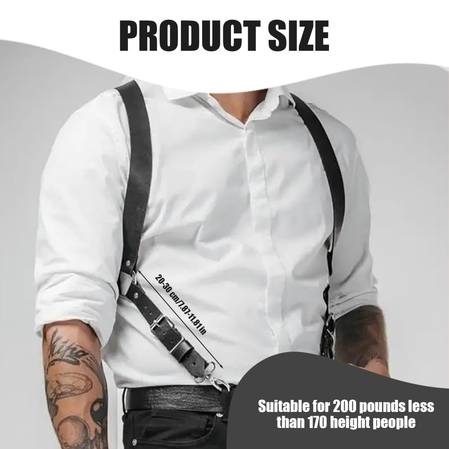 Imbracatura da uomo Imbracatura toracica regolabile sexy Pelle PU nera con clip Corpo resistente per camicie da uomo, spettacoli in discoteca e altro, Pelle