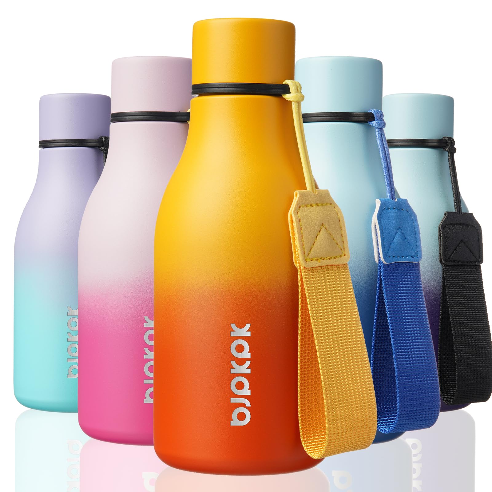 BJPKPK 12oz Insulated Water Bottle, Stainless Steel Bottle with Carry Strap | Keep Cold &amp; Hot Vacuum Insulation, Leak-Proof BPA-Free Design, Slim Bottle Fits Most Cup Holders for Gym, Office &amp; Travel