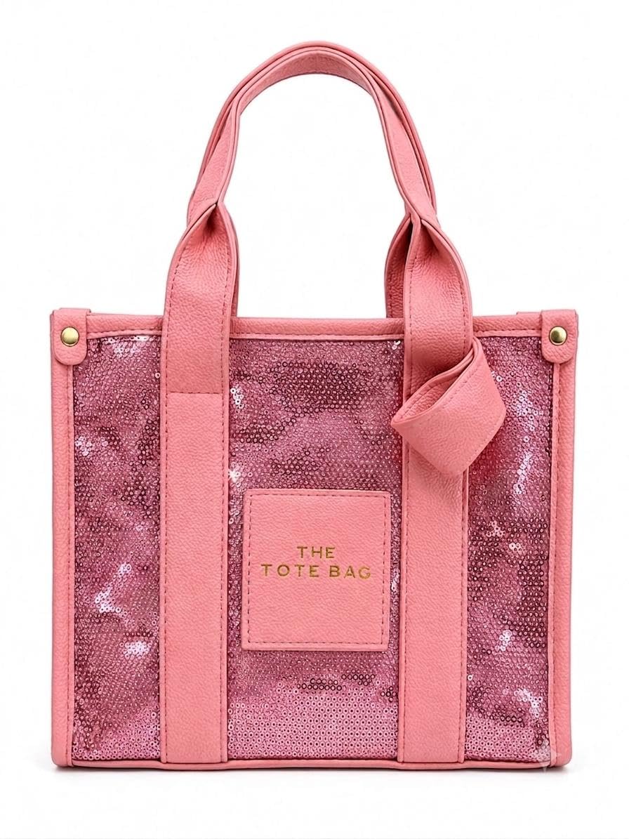 Baggifie Pink Sequin Shimmer Tote Bag-image-40
