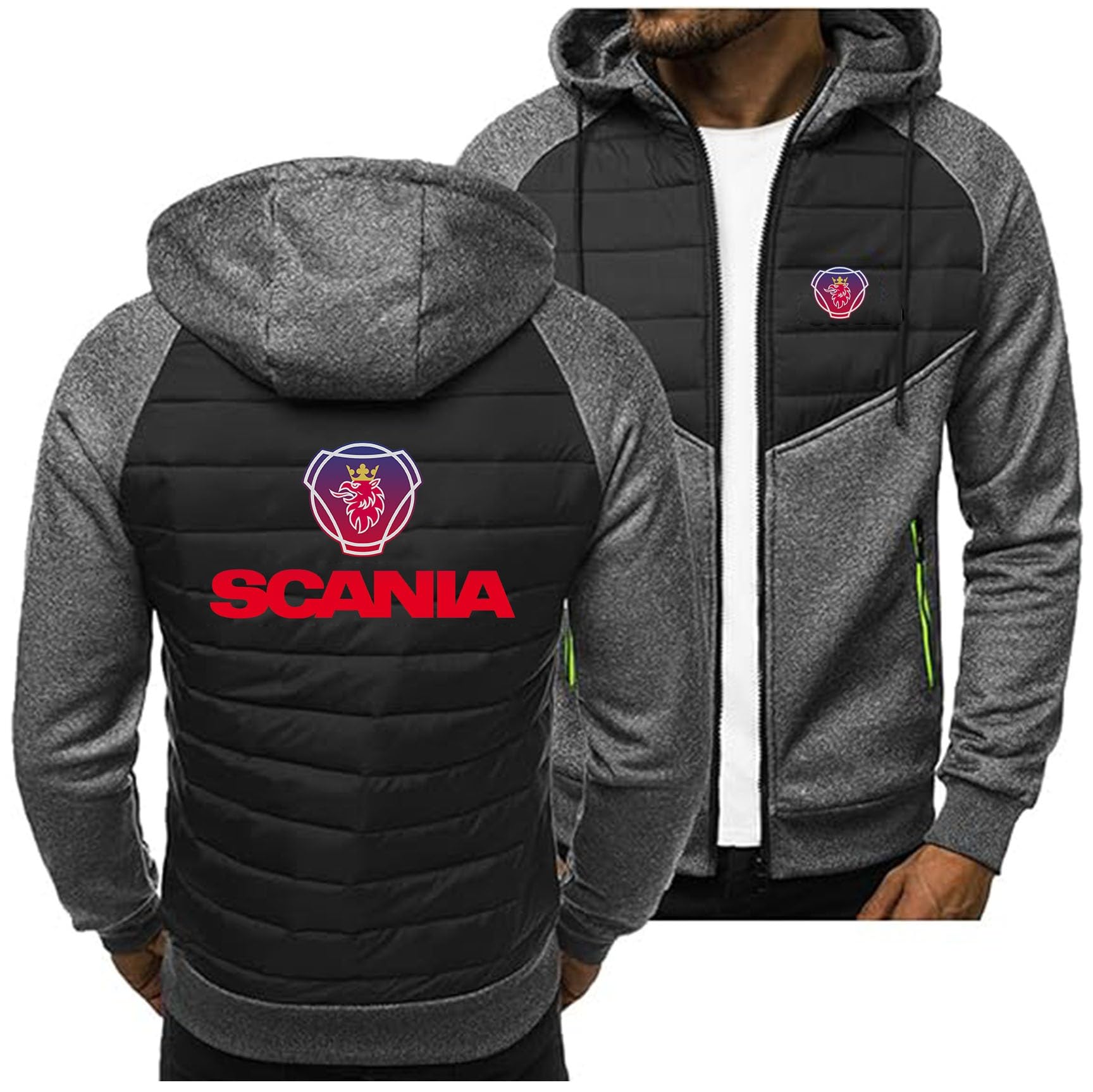 Herren-Daunen-Kapuzenpullover for Scania, lässige Jogging-Streetwear, weiche Strickjacken mit Reißverschluss, Jacken, Bequeme Mäntel