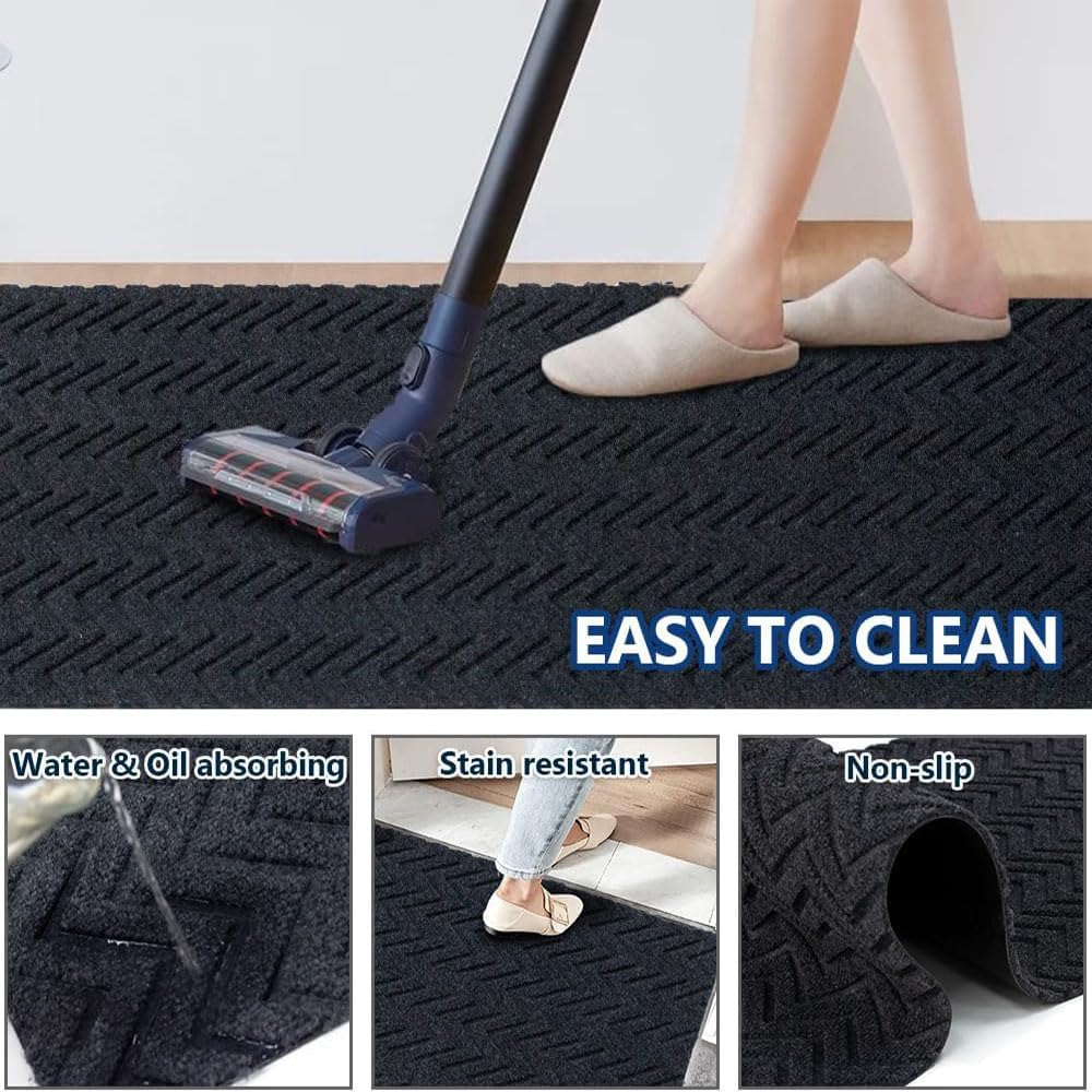Runner Rug 2x6FT Custom Sizes,Commercial Hallway Runner Rubber Backing Non-Slip Carpet Washable Area Rugs for Entryway, Kitchen, Garage, Stairs, Front Door, Laundry Room,Grey