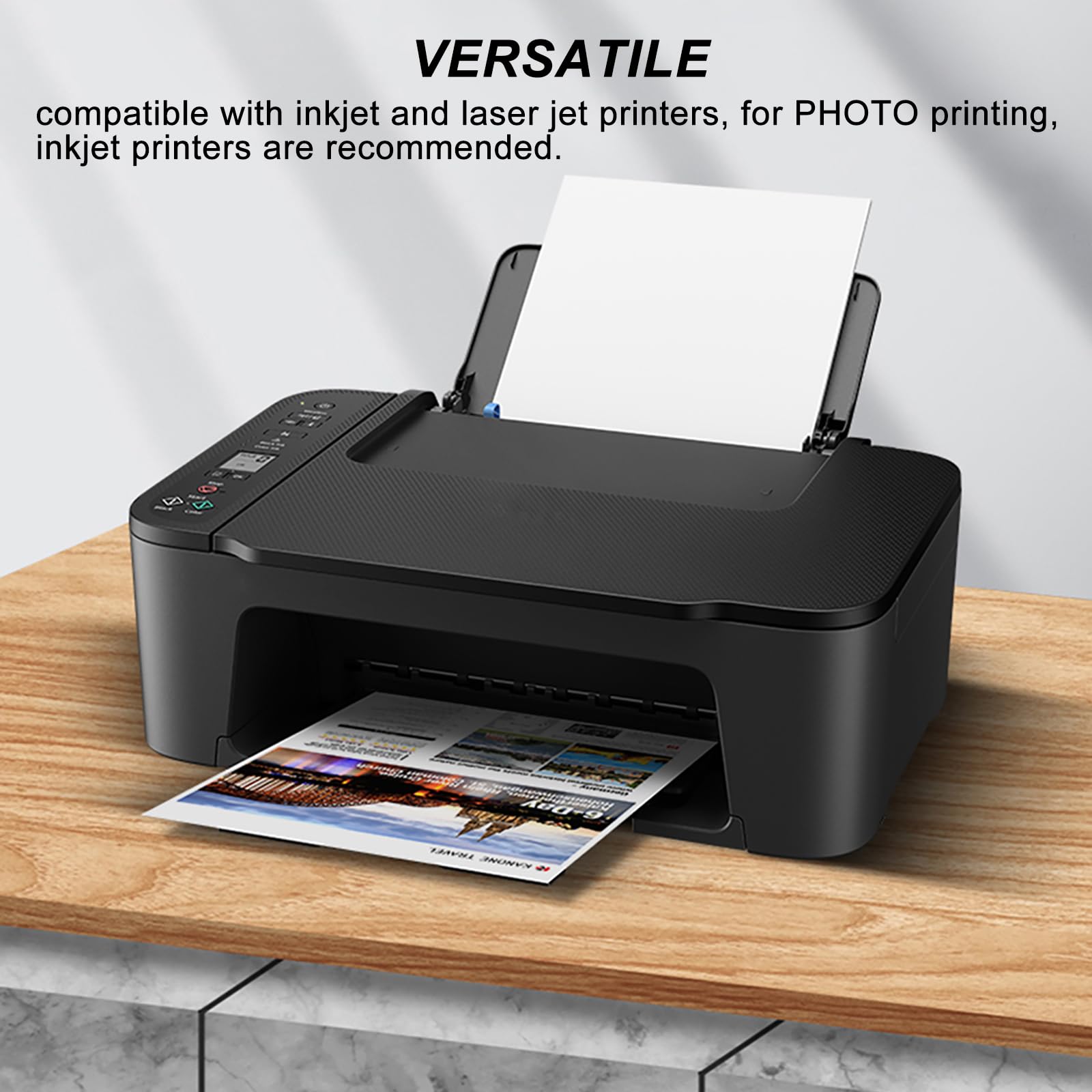 200 arkuszy dwustronnego papieru fotograficznego, błyszczący, 8,5 x 11, 24,5 kg, do atramentu barwnikowego, wartość 200 g/m², opakowanie zbiorcze, obraz 8,5 x 11, 9,5 ml do drukarki