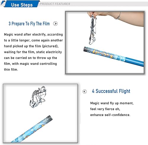 Miniatura 5 de Unitech Toys Fun Fly Stick Magic Blue Levitación Varita Ciencia Juguetes Eléctrico Varita Estática 10 Formas Voladoras