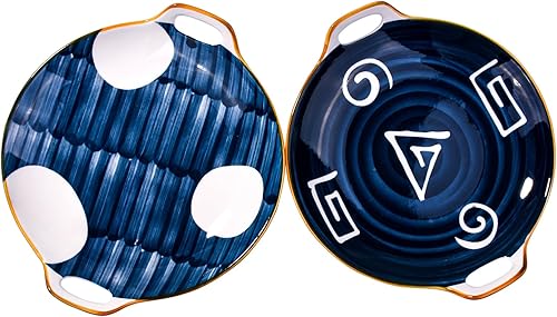 Miniatura 9 de Juego de 2 platos de cerámica, platos llanos estilo japonés (ln)