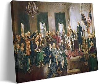 BybiO Scene At The Signing of The Constitution of The United States Poster Wall Art Paintings Canvas Wall Decor Home Decor Living Room Decor Aesthetic 20x30inch(50x75cm) Frame-style