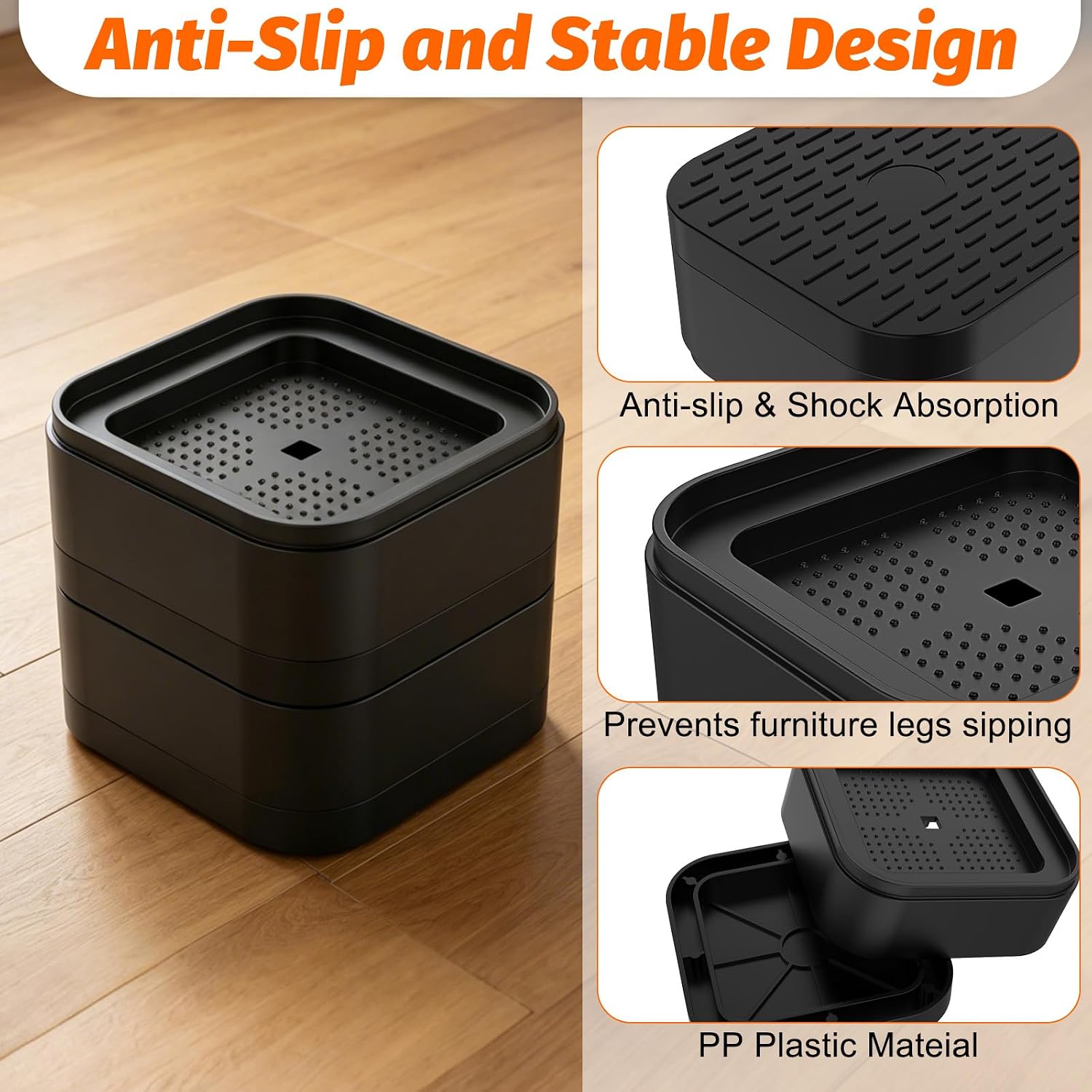 20 Packs Adjustable Furniture Risers,1.38" Lift Height Square Bed Desk Chair Couch Sofa Table Leg Raisers