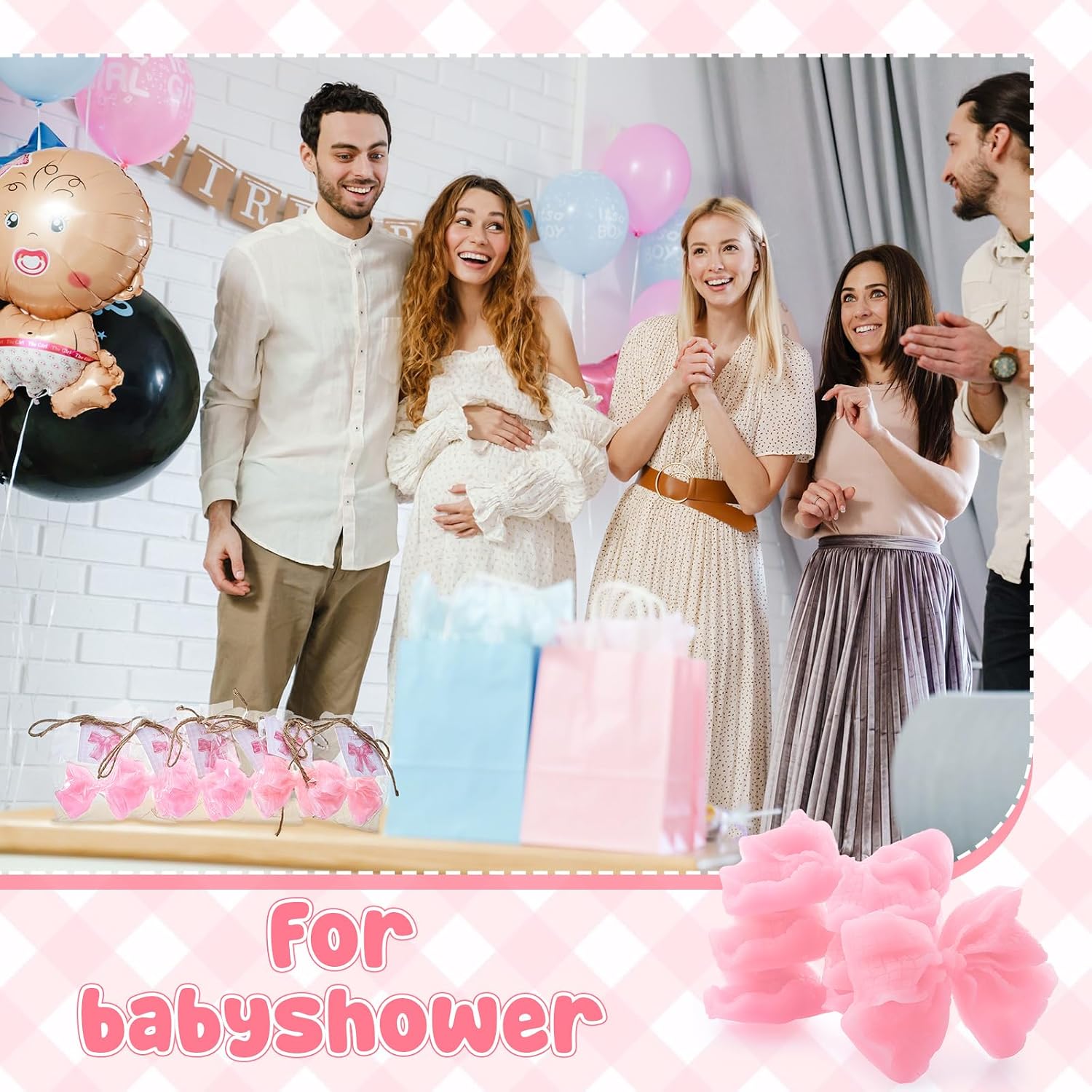 20 Sets 4in Large Coquette Bow Baby Shower Favors Pink Soap Party Favors for Return Gifts Pink Girly Aesthetic Gifts with Bag,Card and Knot for Women Wedding Bridal Gift Birthday Party Decorations