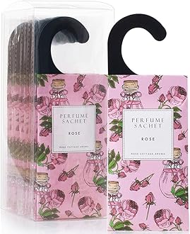 Large 12 Packs Rose Hanging Closet Deodorizer Air Freshener Long Lasting Scented Sachets Smell Goods for House