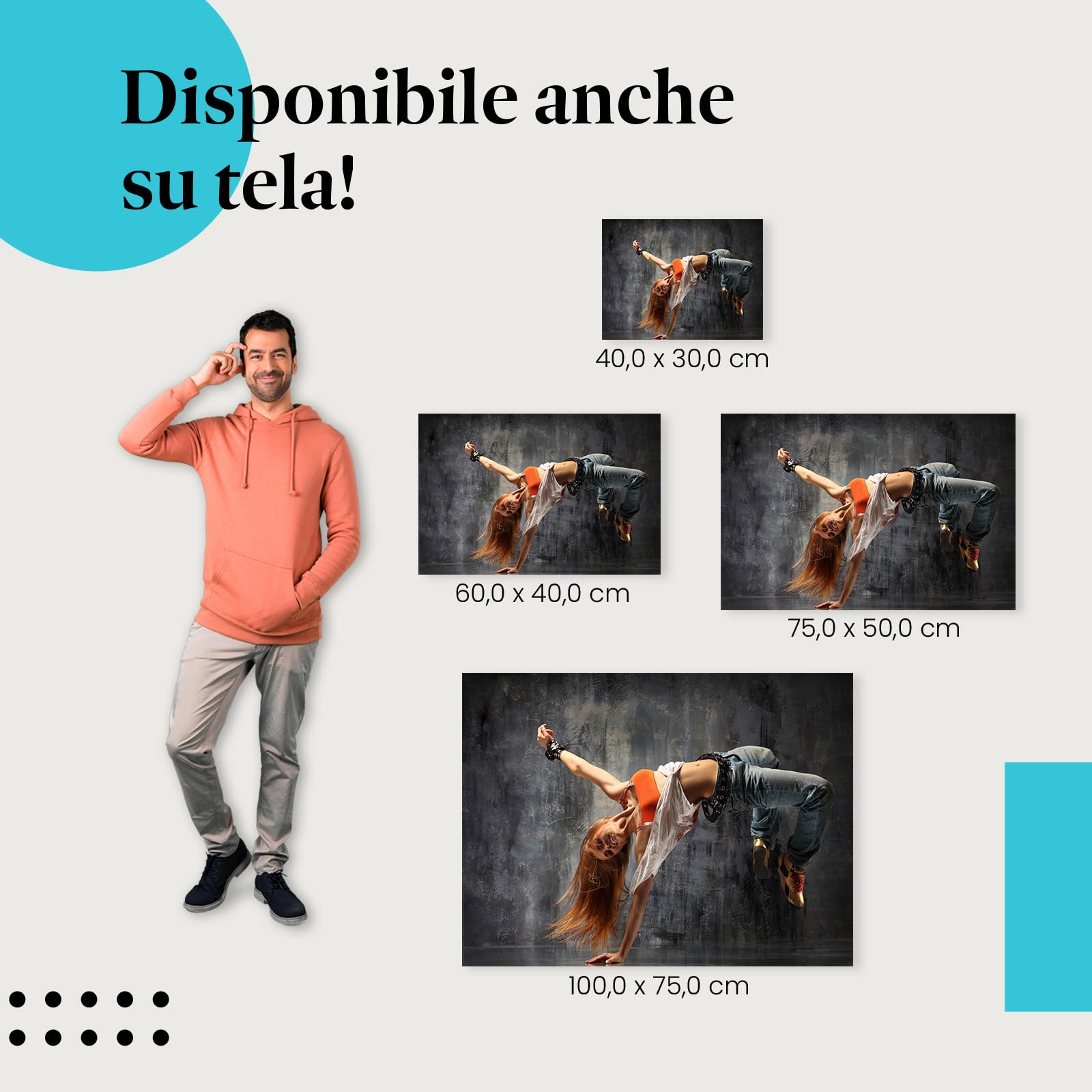 Postereck - 0189 - Hip hop, ballerina, danza, musica, street dance, donna - Decorazione da Parete, Stampa Fotografica, Arredamento Interni, Quadri - Tela - 100,0 cm x 75,0 cm