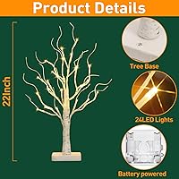 Vista 3 de EAMBRITE Árbol de abedul con luces LED, árbol de Navidad blanco, lámpara de árbol artificial pequeña y delgada preiluminada con ramitas
