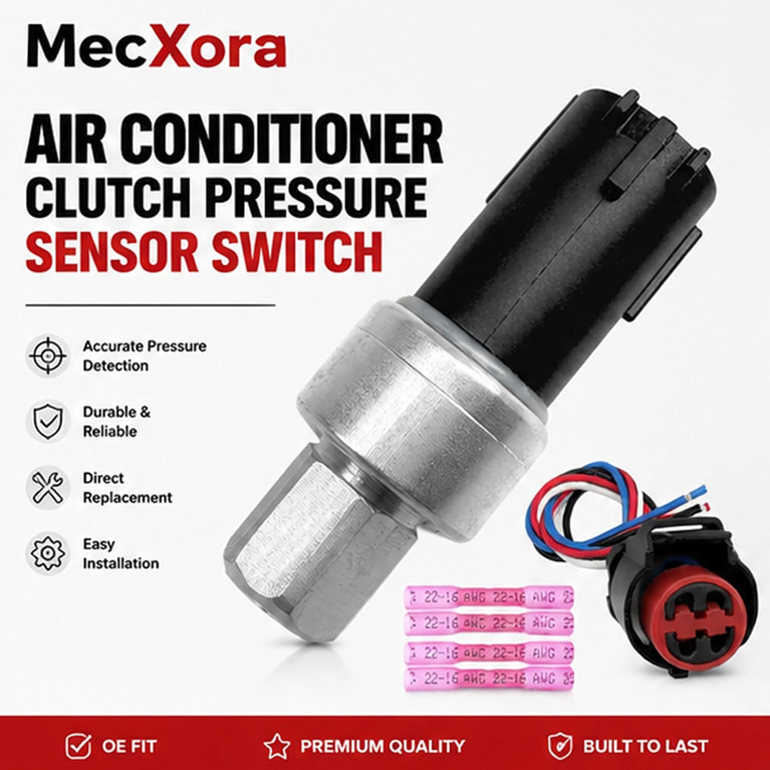 6F93-19D594-AA Air Conditioner Clutch Pressure Sensor Switch AC Pressure Switch with Connector Wiring Harness Compatible with Ford Lincoln Mercury Mazda Replaces 6L2Z-19D594-BA