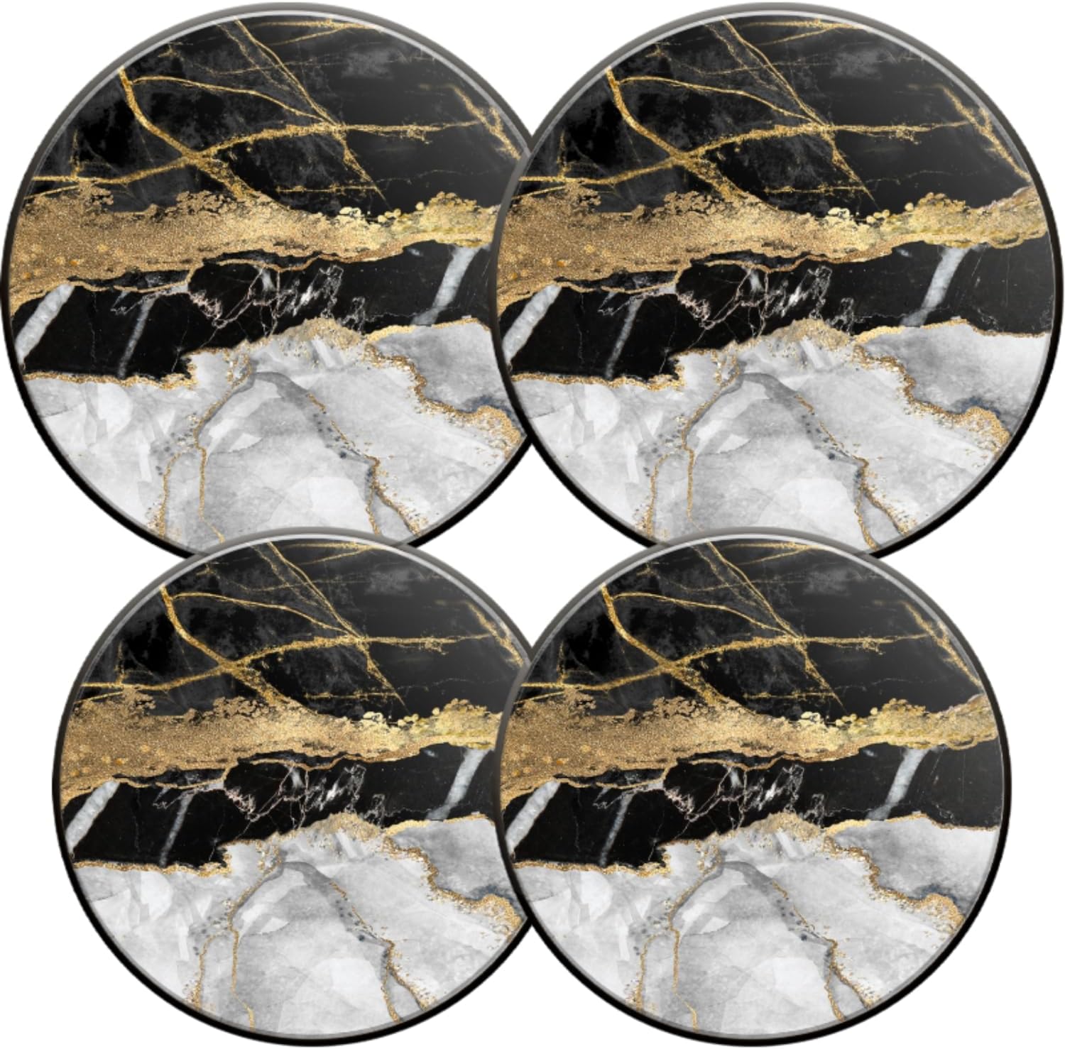 Electric Stove Burner Covers,Set Of 4,Gas Stovetop Cover For Kitchen,8 Inches And 10 Inches,Golden Black Marble