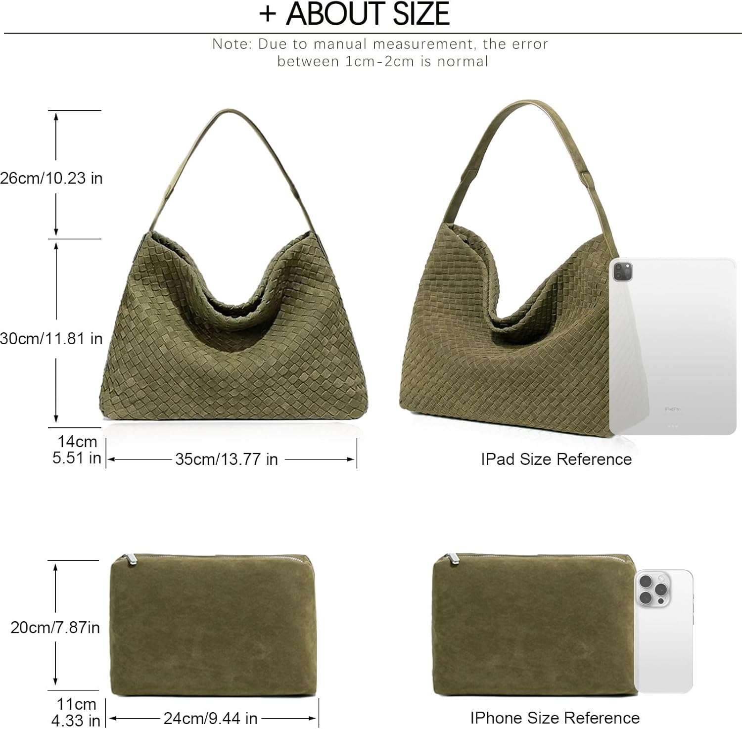 JINMANXUE Women Boston Bag, Woven Hobo Tote Handbag and Purses, Female Satchel Messenger Bags, Fashion Shoulder Crossbody Bag (Frosted Beech)