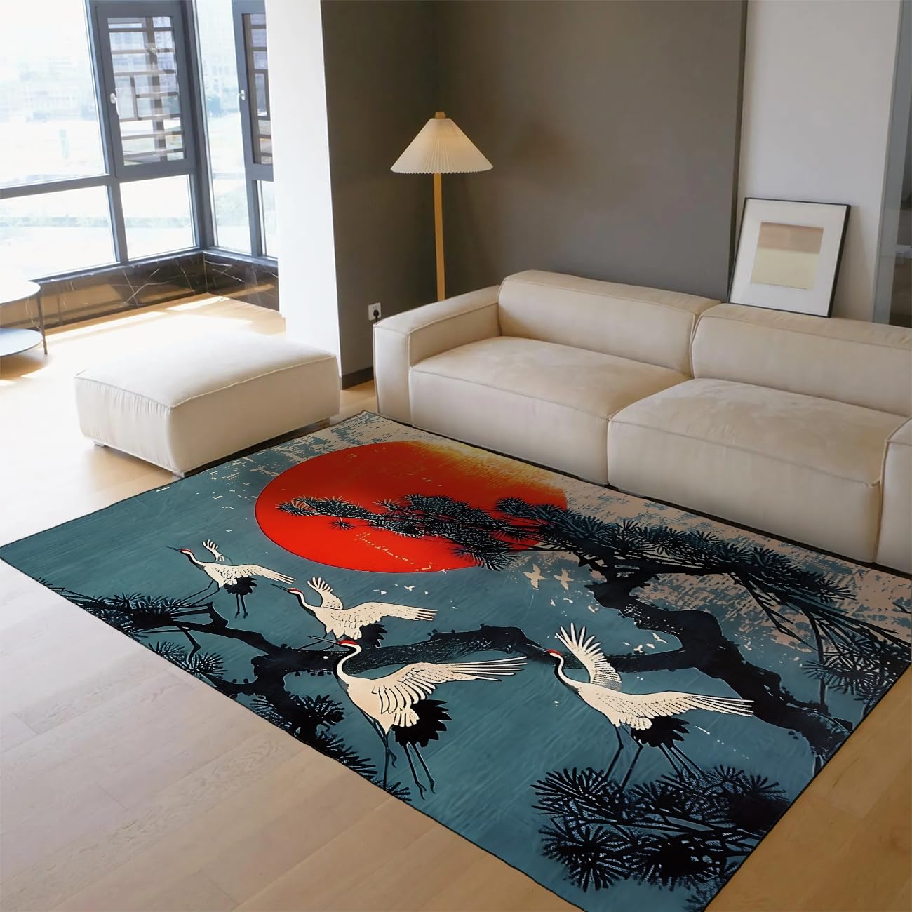 Tapis art encre traditionnel japonais style estampe rétro