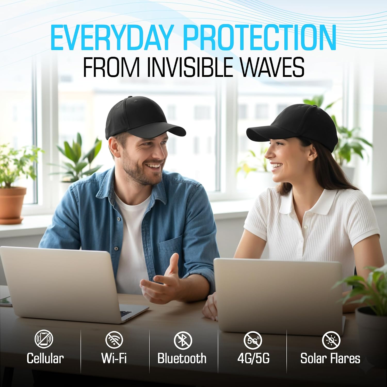 E.M.F Protection Faraday Hat, REYBIA Apparel unisex Faraday cap that effectively shields against 99% of wireless signals, including WiFi, 5G, Bluetooth, cellular networks, and nearby cell towers.