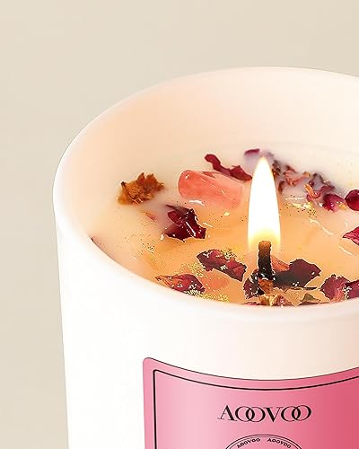 Miniatura 3 de AOOVOO Velas perfumadas de rosas para mujer, vela de aromaterapia con cristales en el interior, velas de soja de 10 onzas para el hogar, regalos de