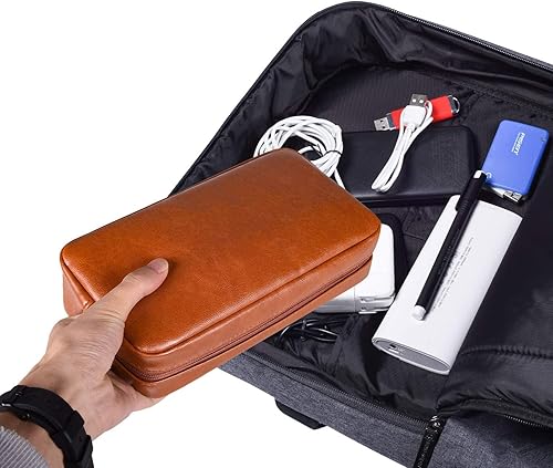 Miniatura 5 de Organizador de electrónica, bolsa de almacenamiento de accesorios electrónicos de alta calidad, funda protectora duradera de piel sintética para